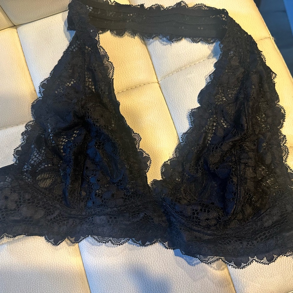 Free People Black Lace Triangle Bralette